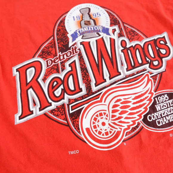 '95 Fruit Of The Loom Detroit Red Wings Stanley Cup Championship Single T Shirt - Picture 10 of 10